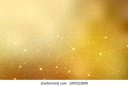 Light Orange vector cover with spots, lines. Design with connection of dots and lines on colorful background. Beautiful design for your business advert.