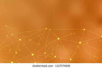 Light Orange vector cover with spots, lines. Modern abstract colorful illustration with spheres and lines. Pattern can be used for futuristic ad, booklets.