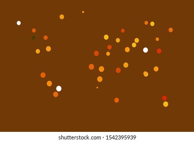 Light Orange vector cover with spots. Glitter abstract illustration with blurred drops of rain. Pattern of water, rain drops.