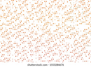 Light Orange vector cover with spots. Illustration with set of shining colorful abstract circles. Pattern of water, rain drops.