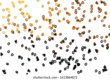 Light Orange vector cover with spots. Illustration with set of shining colorful abstract circles. Pattern of water, rain drops.