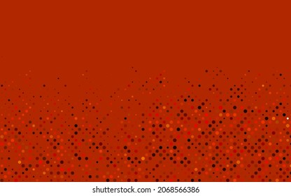 Cubierta vectorial de naranja claro con manchas. Ilustración con un conjunto de círculos abstractos de colores brillantes. Patrón de agua, caídas de lluvia.