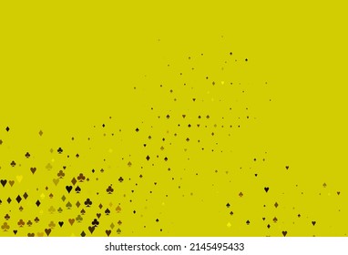 Leichte Orangefarbene Vektorgrafik mit Symbolen des Spiels. Unscharfes dekoratives Design von Herzen, Pik, Clubs, Diamanten. Vorlage für Visitenkarten von Casinos.