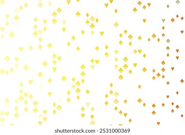 Light Orange vector cover with symbols of gamble. Glitter abstract sketch with isolated symbols of playing cards. Smart design for your business advert of casinos.