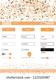 Light Orange vector design ui kit with dots. Modern Style guide with colorful gradient circles in its header. This template you can use for landing pages.