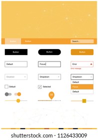 Light Orange vector design ui kit with mosaic, circles. Style guide in polygonal style with triangles, circles. This sample is for your website.