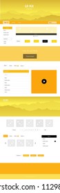 Light Orange vector design ui kit with landscape. Modern Style guide with colorful gradient mountains in its header. Modern template for your landing page.