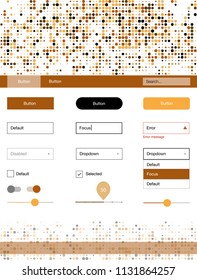 Light Orange vector design ui kit with dots. Web ui kit with abstract gradient circles in its header. Beautiful layout for websites, landing pages.