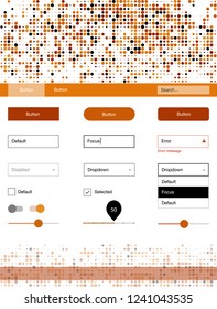 Light Orange vector design ui kit with dots. Simple Material Design Kit with colorful dots in header. This template you can use for landing pages.
