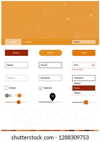 Light Orange vector design ui kit with mosaic, circles. Simple Material Design Kit with colorful triangles, circles. This template you can use for landing pages.