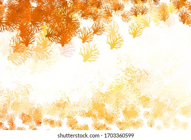Light Orange vector doodle backdrop with branches. Shining colored illustration with leaves and branches. Hand painted design for web, leaflets.