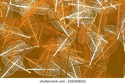 Light Orange vector doodle backdrop with leaves. Glitter abstract illustration with doodles and leaves. New template for your design.