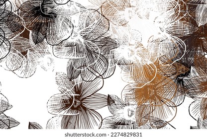 Light Orange vector doodle backdrop with flowers. Colorful illustration in doodle style with flowers. Brand new style for your business design.