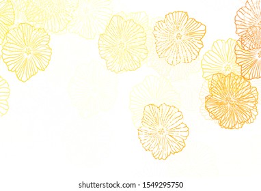 Light Orange vector doodle background with leaves. Colorful illustration in doodle style with flowers. Colorful pattern for kid's books.