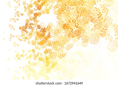 Light Orange vector doodle background with leaves. leaves on elegant natural pattern with gradient. Elegant pattern for your brand book.