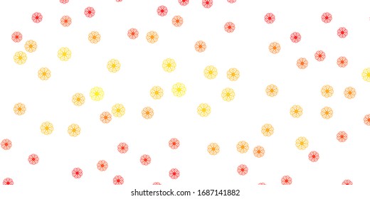 Light Orange vector doodle background with flowers. Colorful flowers in natural style on simple background. Smart design for leaflets, books.