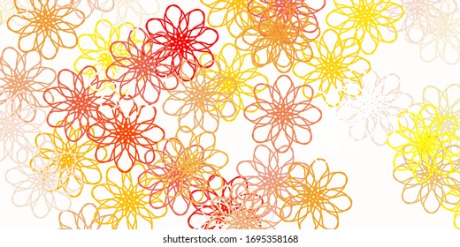 Light Orange vector doodle background with flowers. Modern design with gradient Flowers on abstract background. Best design for your business.
