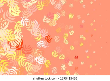 Light Orange vector doodle background with leaves. An elegant bright illustration with leaves in Natural style. The best design for your business.