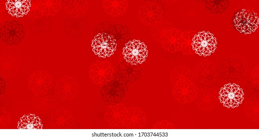 Light Orange vector doodle background with flowers. Simple colored illustration with abstarct flowers. Colorful pattern for spring parties.