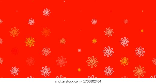 Light Orange vector doodle background with flowers. Abstract illustration with flowers in Origami style. Best design for your business.
