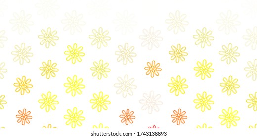 Light Orange vector doodle background with flowers. Colorful flowers in natural style on simple background. Best design for your business.