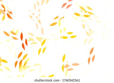 Light Orange vector doodle background with leaves. Sketchy doodles with leaves on blurred background. Textured pattern for websites, banners.