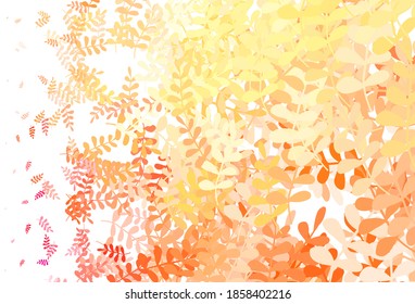 Light Orange vector doodle background with leaves. leaves on blurred abstract background with gradient. New template for your brand book.
