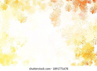 Light Orange vector doodle background with branches. Creative illustration in blurred style with leaves, branches. Textured pattern for websites, banners.