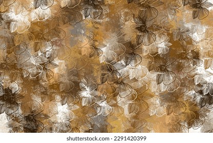Light Orange vector doodle background with flowers. Decorative design of flowers on white background. Hand painted design for web, wrapping.