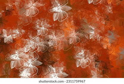 Light Orange vector doodle background with flowers. Colorful illustration with flowers in doodle style. Doodle design for your web site.