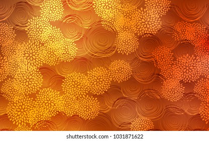Light Orange vector doodle blurred template. Doodle illustration of flowers in Origami style with gradient. The pattern can be used for coloring books and pages for kids.