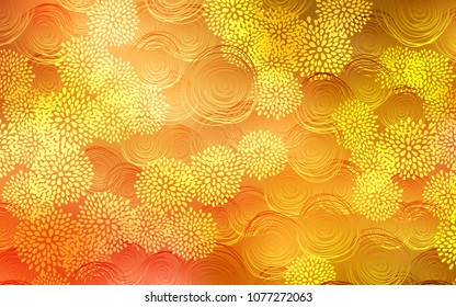 Light Orange vector doodle blurred pattern. Doodle illustration of flowers in Origami style with gradient. Brand-new design for your business.