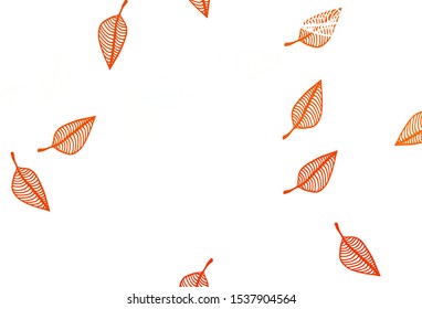 Light Orange vector doodle cover. Smart decorative design in natural style with leaves. The template for background of cell phones.