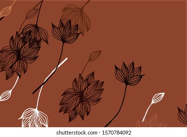 Light Orange vector doodle cover. Pattern with gradient colorful leaves in natural style. The textured pattern for website.