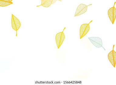 Light Orange vector doodle layout. Abstract leaves with gradient on simple background. The template for background of cell phones.