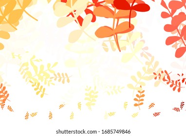 Light Orange vector doodle layout with leaves. Decorative illustration with doodles on abstract template. Brand new design for your business.