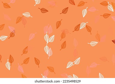 Light Orange vector doodle layout. Colorful illustration in doodle style with leaves. Brand new design for your business.