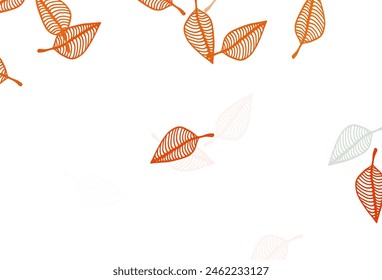 Light Orange vector doodle layout. Smart decorative design in natural style with leaves. New template for your brand book.