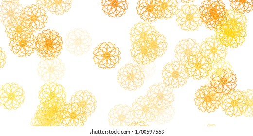 Light Orange vector doodle pattern with flowers. Gradient colorful abstract flowers on simple background. Brand new business design.