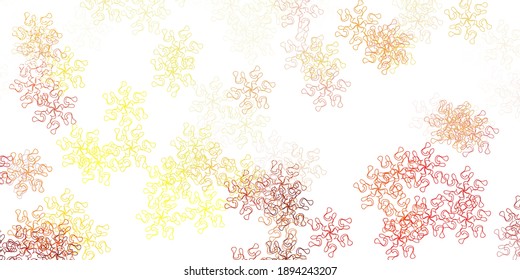 Light orange vector doodle pattern with flowers. Simple colored illustration with abstarct flowers. Best design for your business.