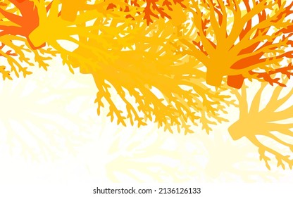 Light Orange vector doodle pattern with leaves, branches. Illustration with doodles on abstract template. Brand new design for your business.