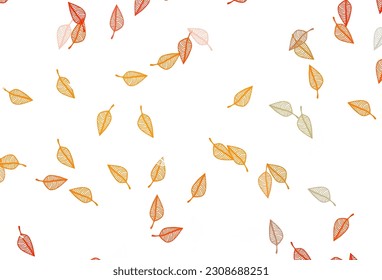 Light Orange vector doodle pattern. Colorful abstract illustration with leaves in doodle style. The template for background of cell phones.