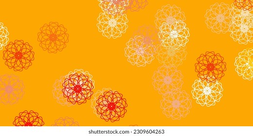 Light orange vector doodle pattern with flowers. Simple design with flowers on abstarct background. Smart design for leaflets, books.