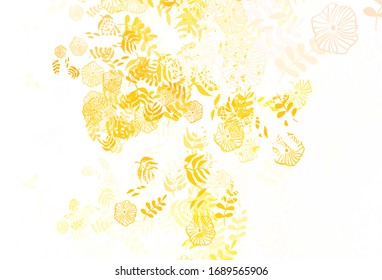 Light Orange vector doodle template with leaves. Brand new colored illustration in blurry style with leaves. Pattern for heads of websites, designs.