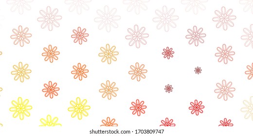 Light Orange vector doodle template with flowers. Gradient colorful abstract flowers on simple background. Smart design for leaflets, books.