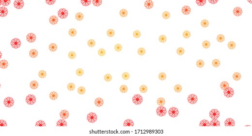 Leichte Orangefarbene Vektorillustration-Doodle-Vorlage mit Blumen. Farbige Blumen im natürlichen Stil auf einfachem Hintergrund. Neues Business-Design.