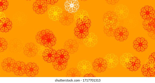 Light Orange vector doodle template with flowers. Simple colored illustration with abstarct flowers. Colorful pattern for spring parties.