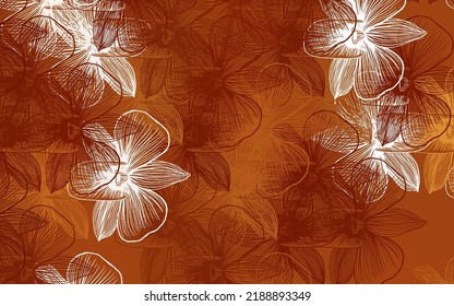 Light Orange vector doodle template with flowers. Colorful illustration in doodle style with flowers. Pattern for wallpapers, coloring books.