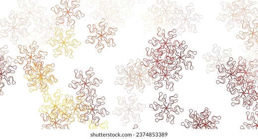 Light orange vector doodle template with flowers. Simple colored illustration with abstarct flowers. Brand new business design.