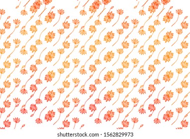 Light Orange vector doodle texture. Glitter abstract illustration with leaves. The template for background of cell phones.